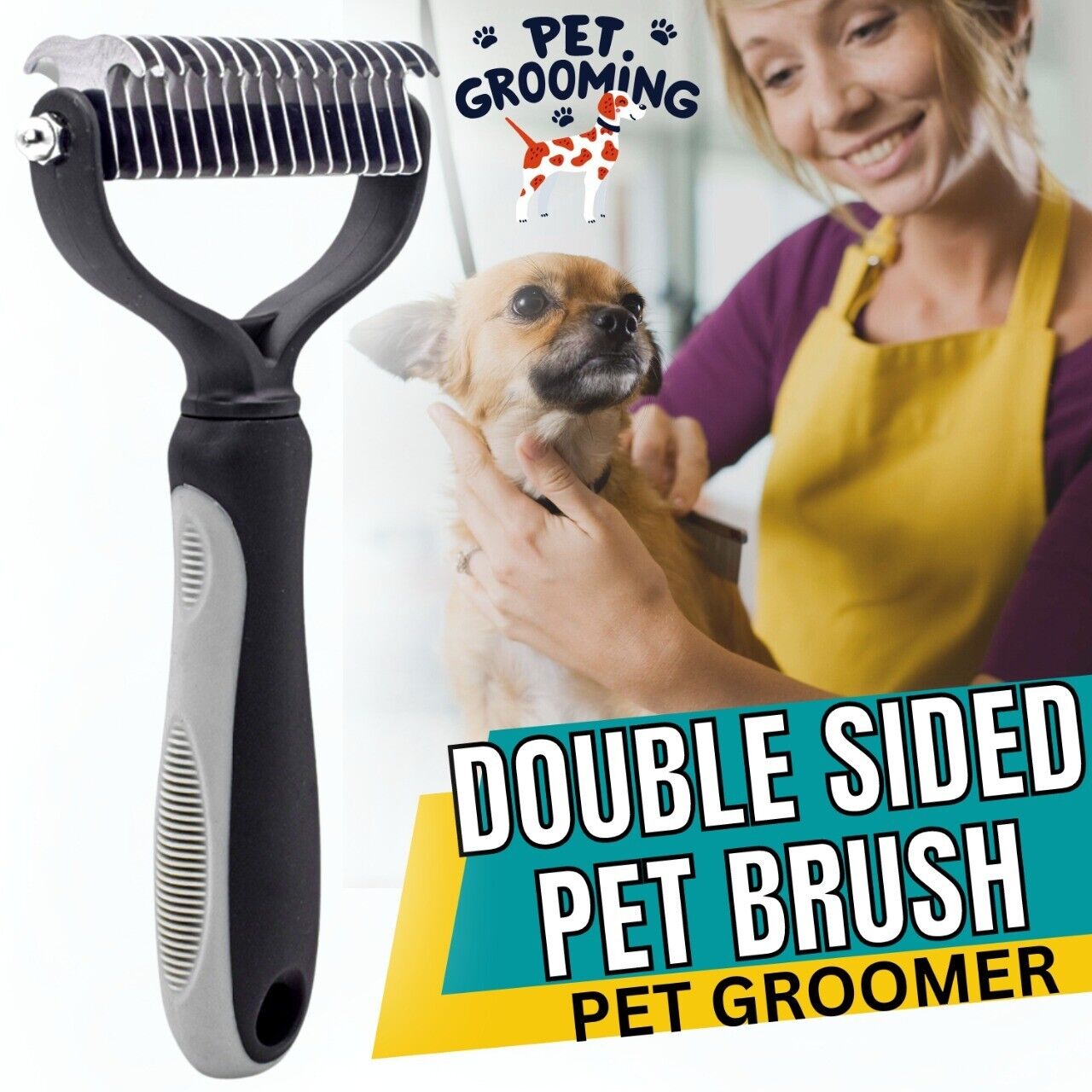 Professional Pet Grooming Tool 2 Sided Undercoat Dog Cat Shedding Comb Brush Pet - InspiredGrabs.com