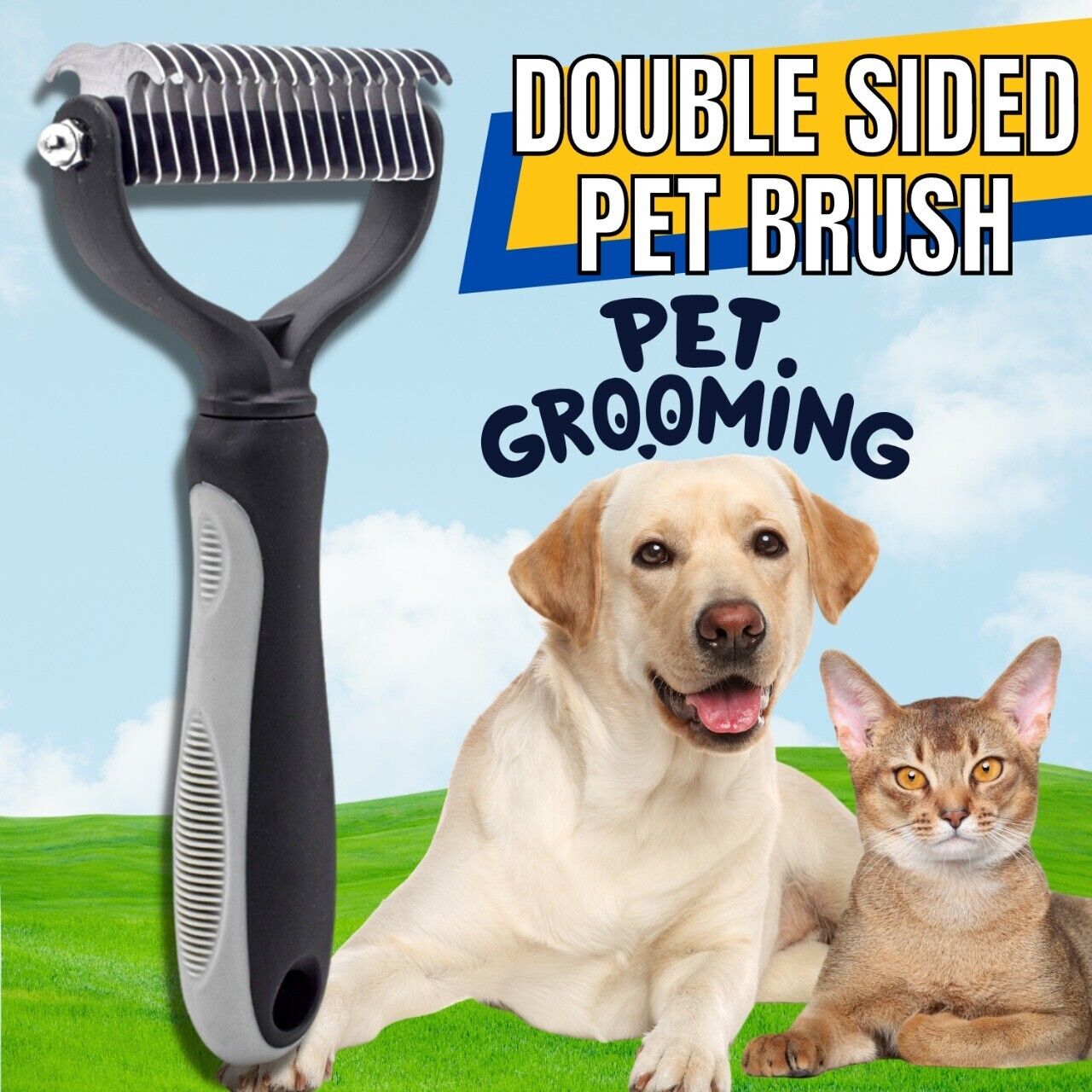 Professional Pet Grooming Tool 2 Sided Undercoat Dog Cat Shedding Comb Brush Pet - InspiredGrabs.com