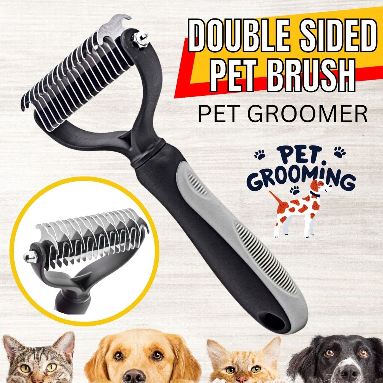 Professional Pet Grooming Tool 2 Sided Undercoat Dog Cat Shedding Comb Brush Pet - InspiredGrabs.com