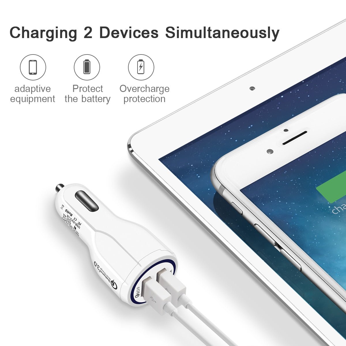 Quick Charge 3.0 Car Charger for Mobile Phone Dual USB Car Charger Qualcomm Qc 3.0 Fast Charging Adapter Mini USB Car Charger - InspiredGrabs.com