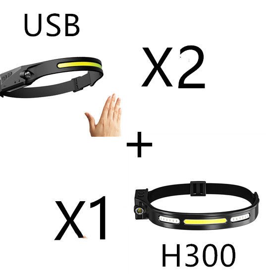 COB LED Induction Riding Headlamp Flashlight USB Rechargeable Waterproof Camping Headlight with All Perspectives Hunting Light - InspiredGrabs.com