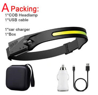 Thumbnail for COB LED Induction Riding Headlamp Flashlight USB Rechargeable Waterproof Camping Headlight with All Perspectives Hunting Light - InspiredGrabs.com