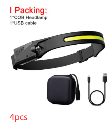 COB LED Induction Riding Headlamp Flashlight USB Rechargeable Waterproof Camping Headlight with All Perspectives Hunting Light - InspiredGrabs.com