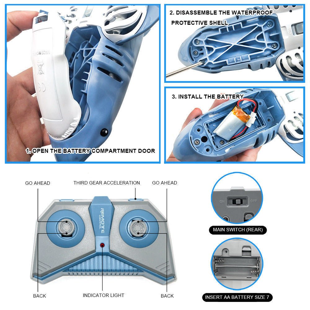 Remote Control Shark 2.4G Remote Control Fish Children's Toys Summer Water Toys - InspiredGrabs.com