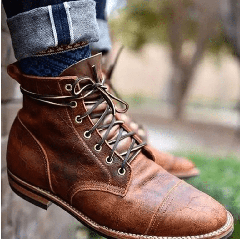 Retro Thin Belt Buckle Thick Heel Men's Short Boots - InspiredGrabs.com