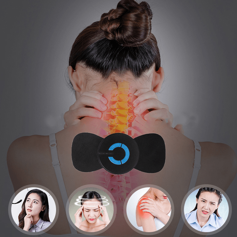 Electric Cervical Vertebra Spine Massager Massage Sticker EMS Pulse Neck Shoulder Whole Body Portable Massage Device - InspiredGrabs.com