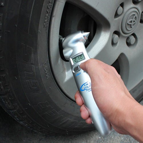 Revolutionize your tire maintenance with our Four-in-One Tire Pressure Gauge. - InspiredGrabs.com