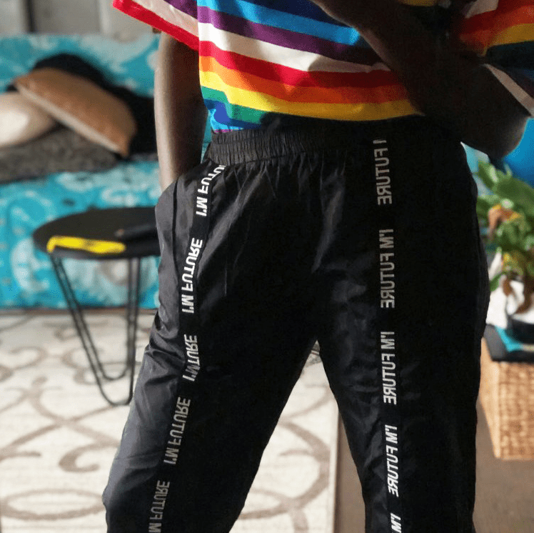 Ribbon Stitching Alphabet Casual Pants - InspiredGrabs.com