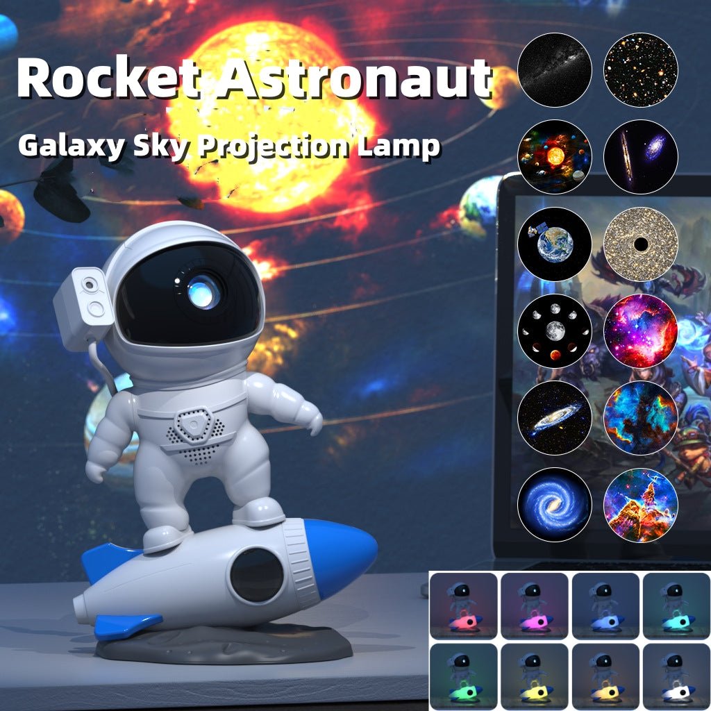 Rocket Astronaut Galaxy Starry Sky Projector Lamp Desktop - InspiredGrabs.com