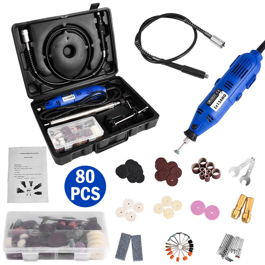 Rotary Tool Set Accessory Kit 80-PC Grinding Sanding Polishing with Case - InspiredGrabs.com