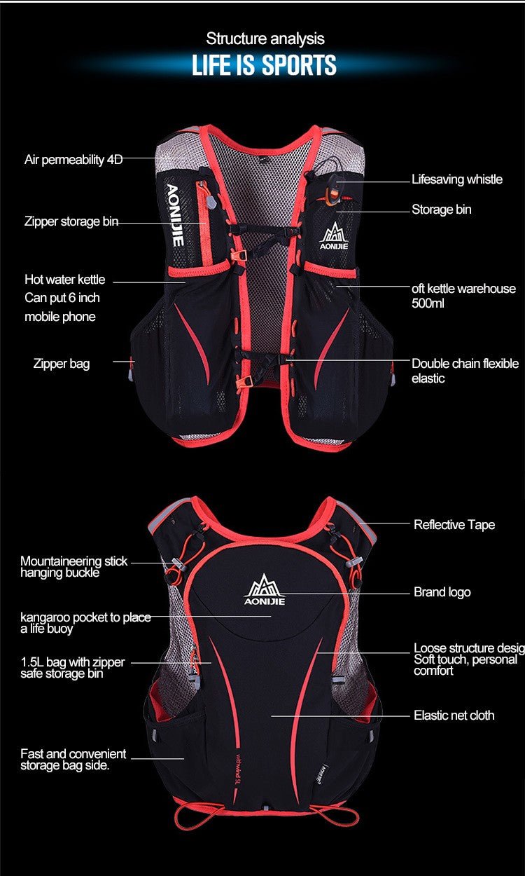 Running Water Bag Backpack Sports Vest - InspiredGrabs.com