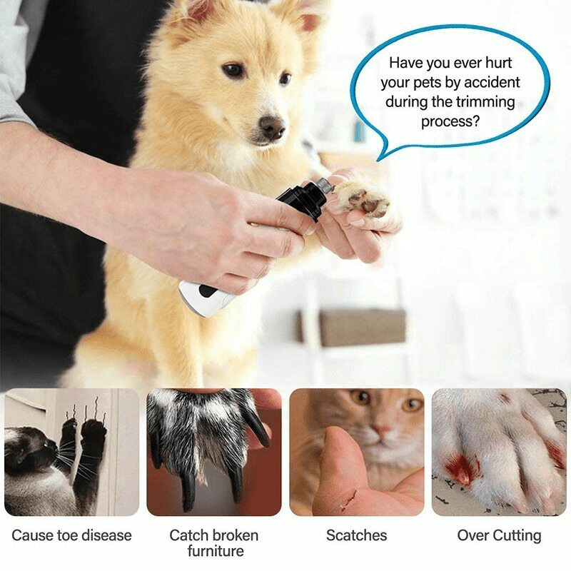 Pet Dog Cat Nail Paws Grinder Trimmer Tool Grooming Care Clipper Electric Kit - InspiredGrabs.com