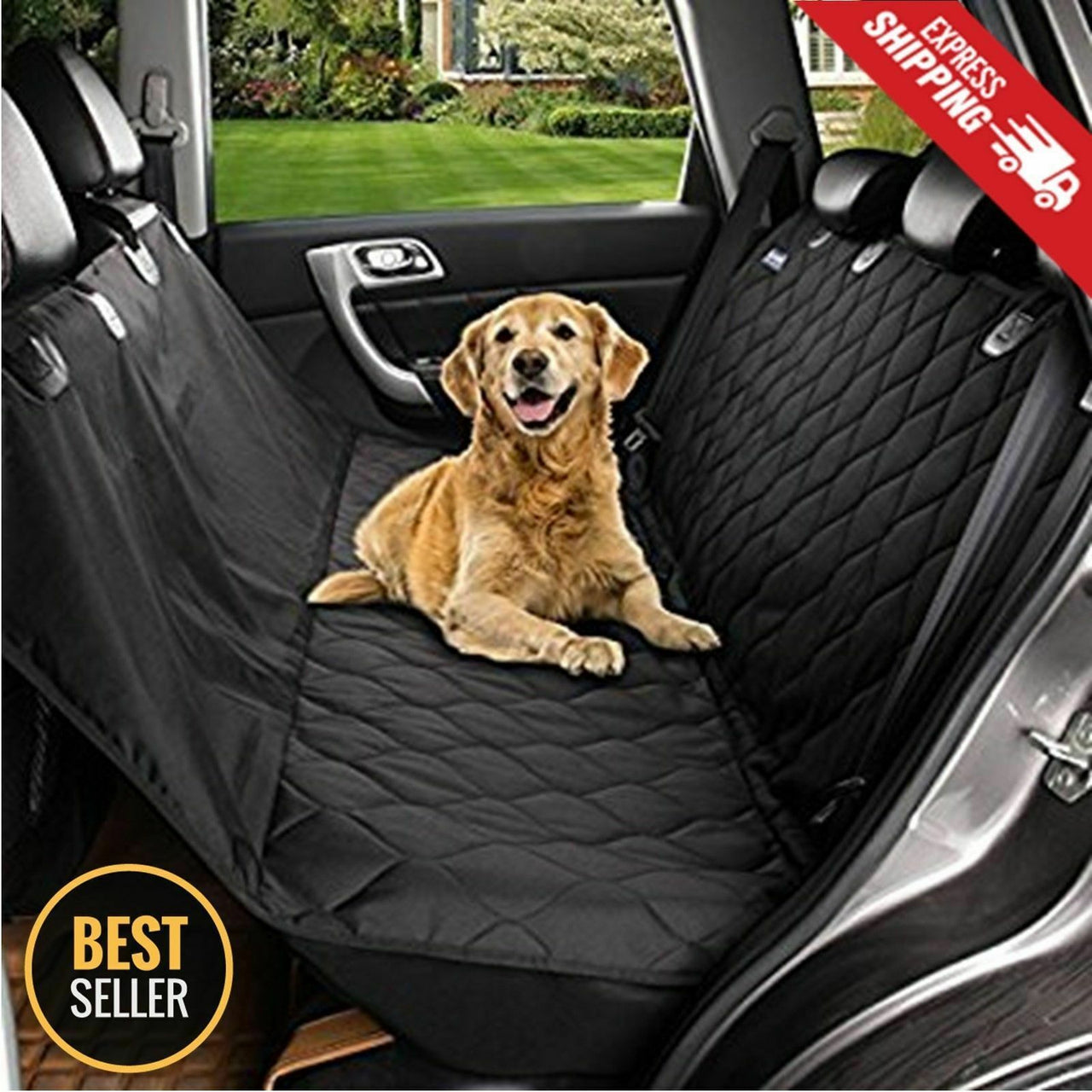 Seat Cover Rear Back Car Pet Dog Travel Waterproof Bench Protector Luxury -Black - InspiredGrabs.com