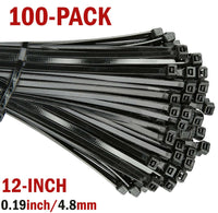 Thumbnail for 100 Cable Zip Ties 12-inch Long Cable Ties Super Strong Nylon Cord Wrap Black - InspiredGrabs.com
