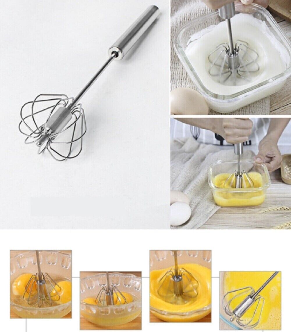 Semi-automatic Egg Whisk Hand Push Egg Beater Stainless Steel Blender Mixer Whisk - InspiredGrabs.com