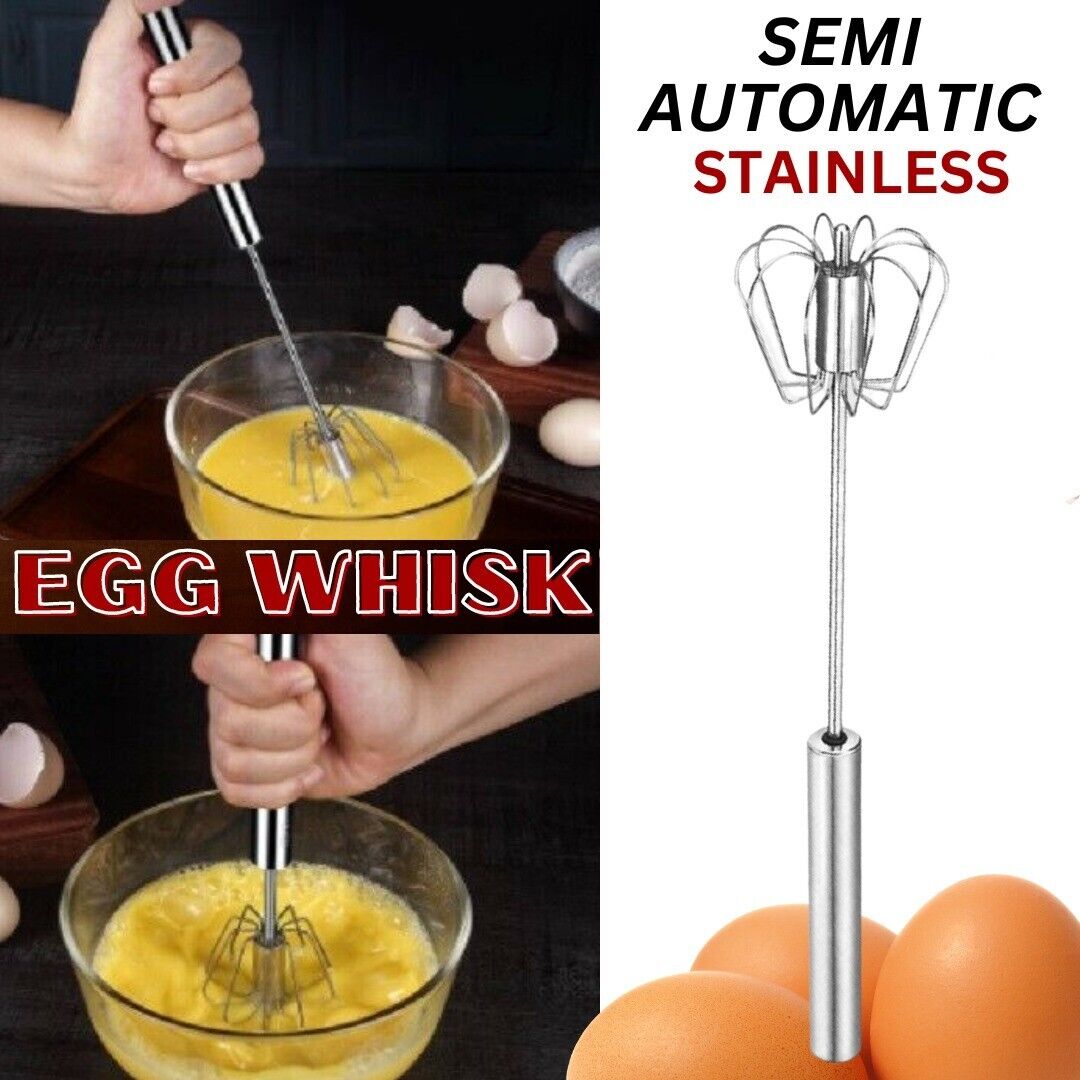 Semi-automatic Egg Whisk Hand Push Egg Beater Stainless Steel Blender Mixer Whisk - InspiredGrabs.com