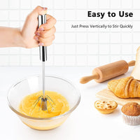 Thumbnail for Semi-automatic Egg Whisk Hand Push Egg Beater Stainless Steel Blender Mixer Whisk - InspiredGrabs.com