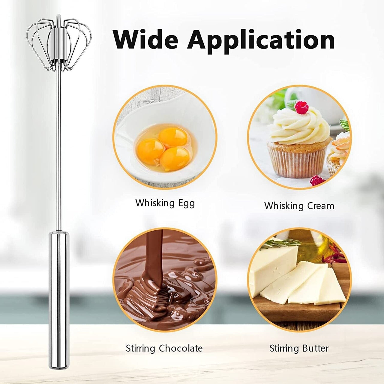 Semi-automatic Egg Whisk Hand Push Egg Beater Stainless Steel Blender Mixer Whisk - InspiredGrabs.com