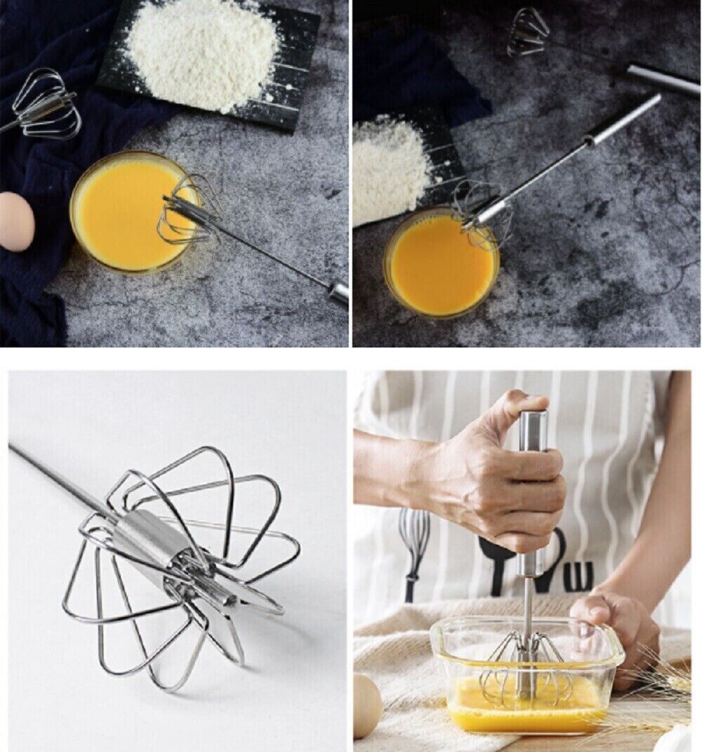 Semi-automatic Egg Whisk Hand Push Egg Beater Stainless Steel Blender Mixer Whisk - InspiredGrabs.com