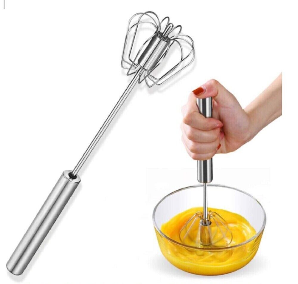 Semi-automatic Egg Whisk Hand Push Egg Beater Stainless Steel Blender Mixer Whisk - InspiredGrabs.com