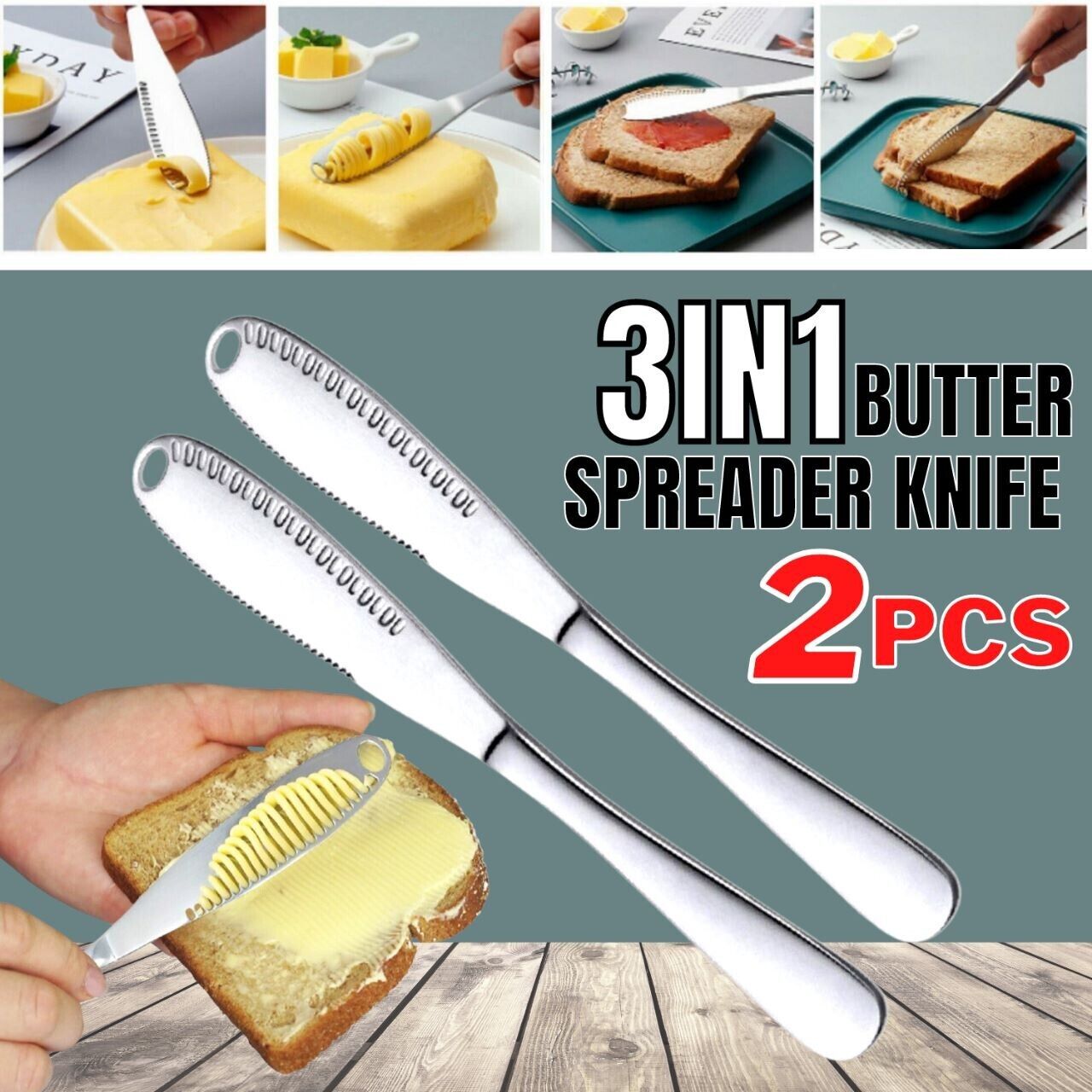 2-pack Stainless Steel Butter Spreader Knife Butter Curler Spreader Butter Knife - InspiredGrabs.com