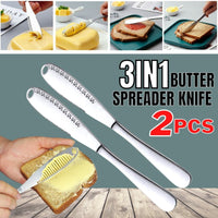 Thumbnail for 2-pack Stainless Steel Butter Spreader Knife Butter Curler Spreader Butter Knife - InspiredGrabs.com