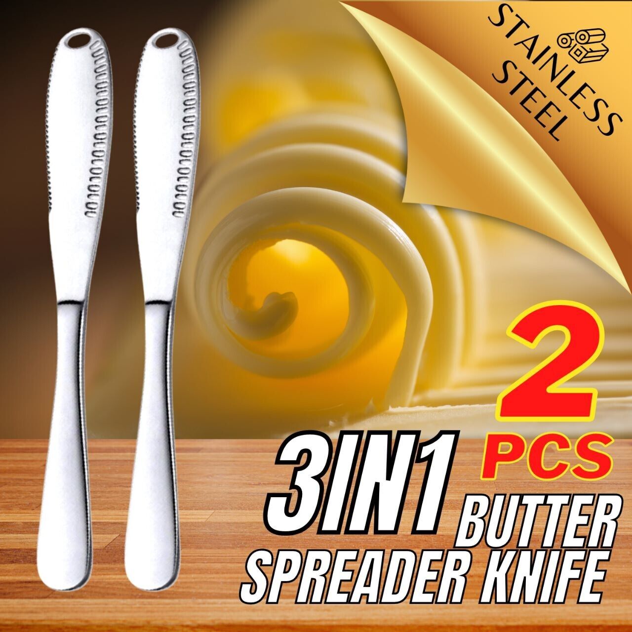 2-pack Stainless Steel Butter Spreader Knife Butter Curler Spreader Butter Knife - InspiredGrabs.com