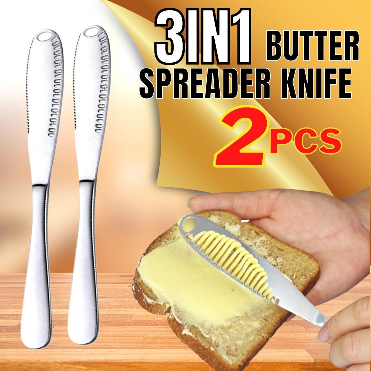 2-pack Stainless Steel Butter Spreader Knife Butter Curler Spreader Butter Knife - InspiredGrabs.com