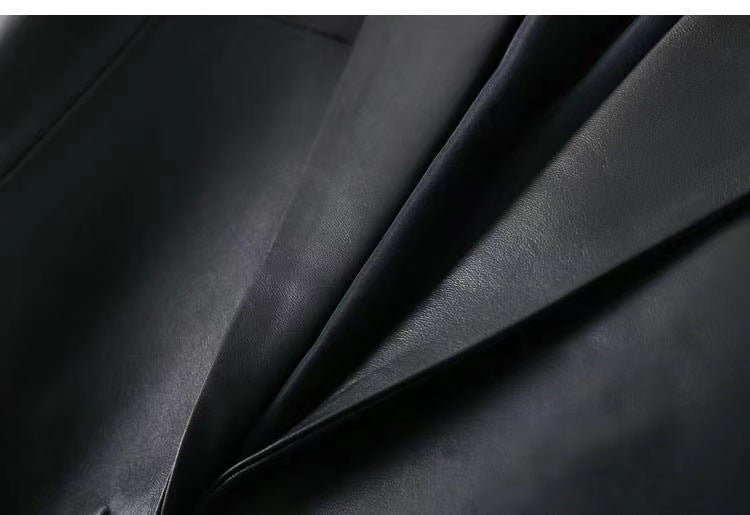 Slim Suit Collar Leather Little Jacket - InspiredGrabs.com