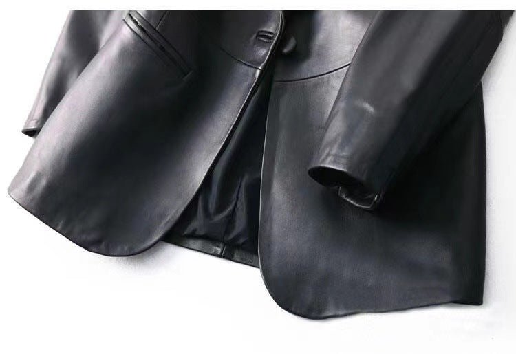 Slim Suit Collar Leather Little Jacket - InspiredGrabs.com