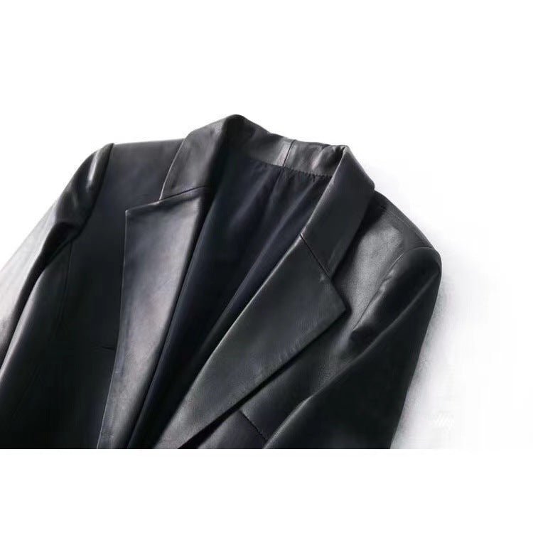 Slim Suit Collar Leather Little Jacket - InspiredGrabs.com