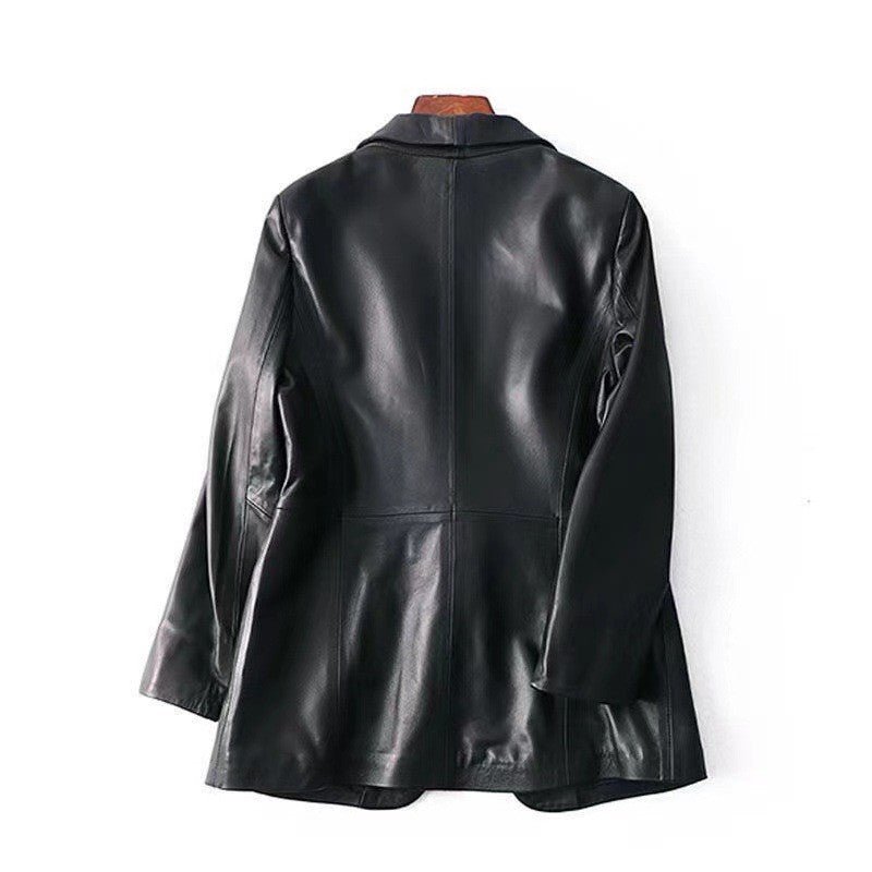 Slim Suit Collar Leather Little Jacket - InspiredGrabs.com