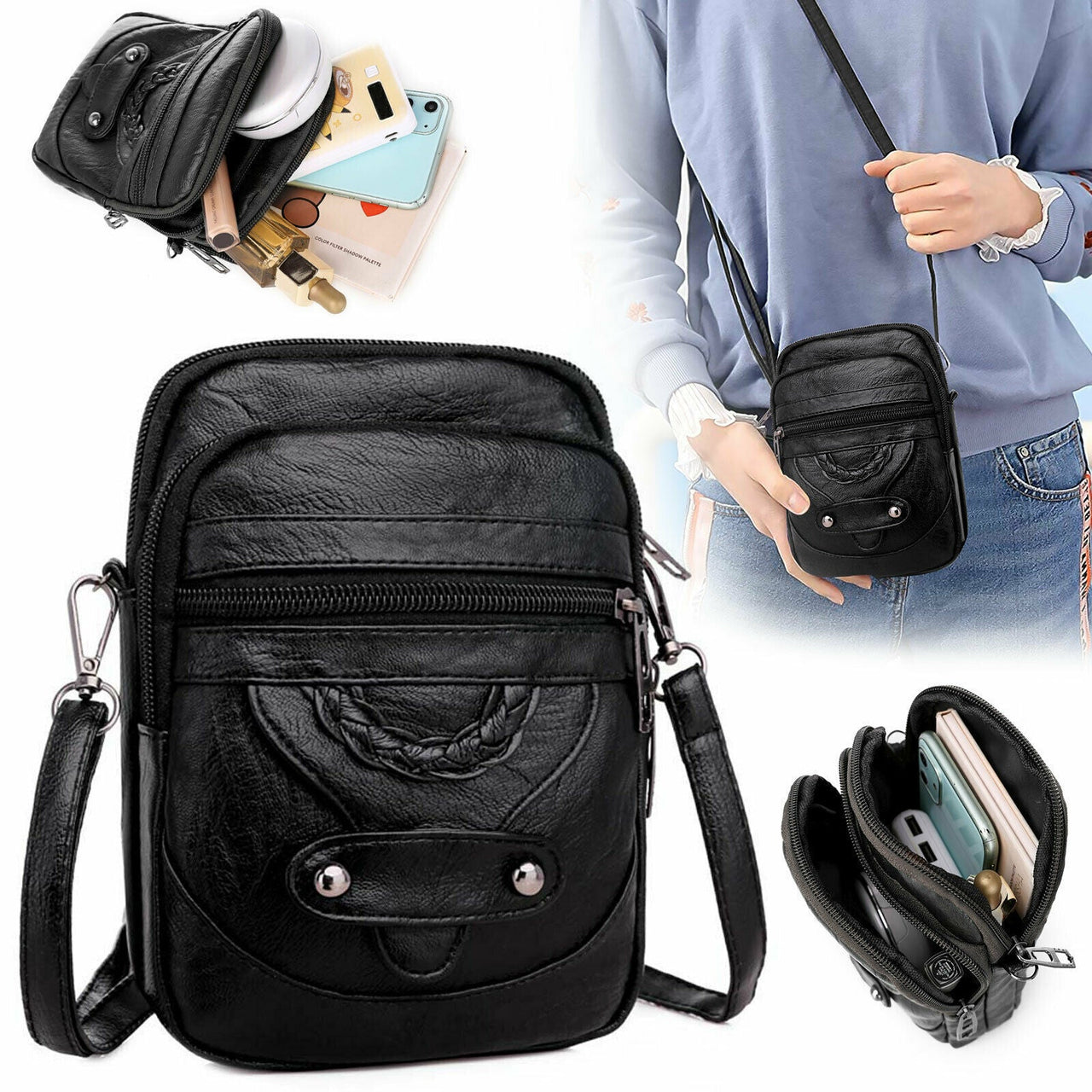 Small Cell Phone Purse Wallet Shoulder Bag Case Cross-body Pouch Handbag Women - InspiredGrabs.com