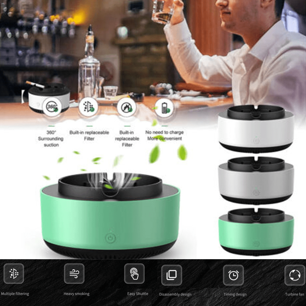 Smoke Removal Air Purification Ashtray Anion Purification Practical Automatic Purifier Ashtray Portable Gadgets for Car Ashtray - InspiredGrabs.com