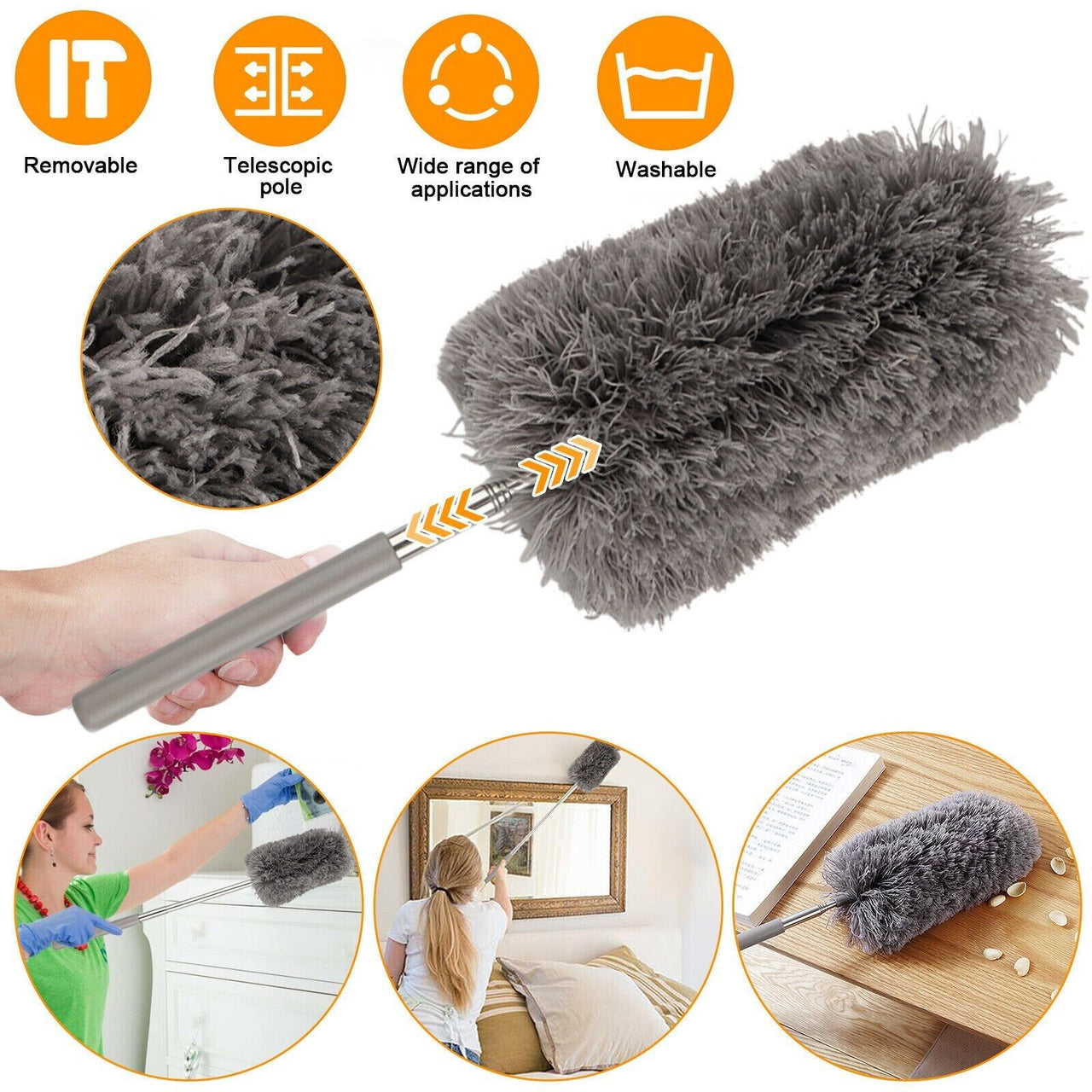 Adjustable Soft Microfiber Feather Duster Dusting Brush Household Cleaning Tool - InspiredGrabs.com