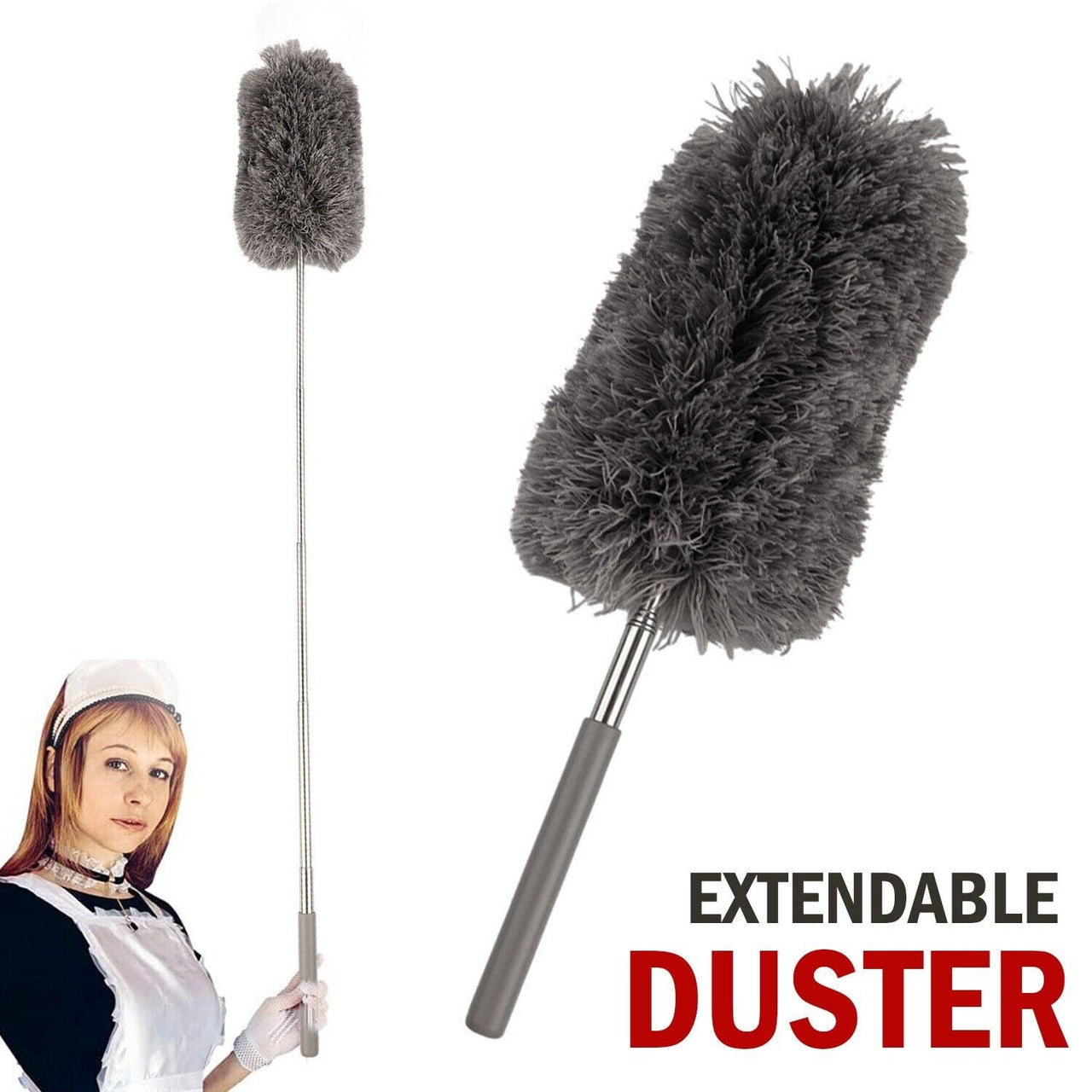 Adjustable Soft Microfiber Feather Duster Dusting Brush Household Cleaning Tool - InspiredGrabs.com