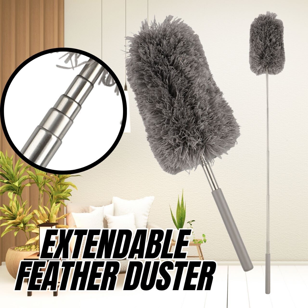 Adjustable Soft Microfiber Feather Duster Dusting Brush Household Cleaning Tool - InspiredGrabs.com