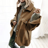 Thumbnail for Sophisticated Women's Woolen Coat with Lapel and Pocket - InspiredGrabs.com