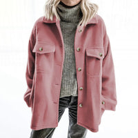 Thumbnail for Sophisticated Women's Woolen Coat with Lapel and Pocket - InspiredGrabs.com