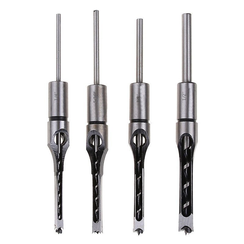 Square Auger Drill Bit Cut Mortising Chisel Woodworking Tool Set - InspiredGrabs.com