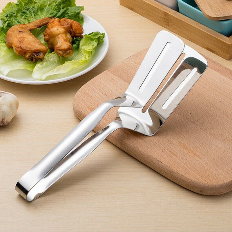 Stainless Steel Steak Clamp Food Bread Meat BBQ Clip Tongs Kitchen Cooking Tool - InspiredGrabs.com