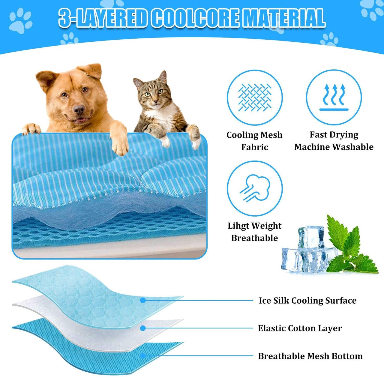 Pet Cooling Mat Cool Pad Cushion Dog Cat Puppy Blanket for Summer Sleeping Bed Dog Cooling Bed Pet Cooling Mat - InspiredGrabs.com