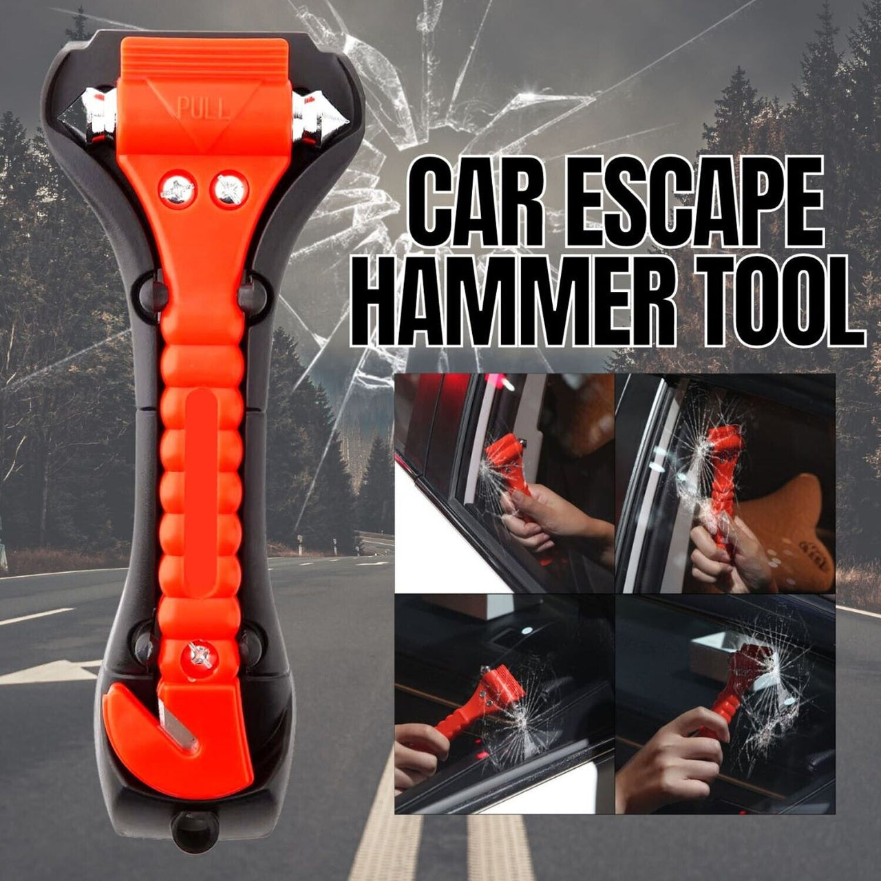 AUTO Car Safety Emergency Escape Hammer Tool Seatbelt Cutter Window Breaker - InspiredGrabs.com