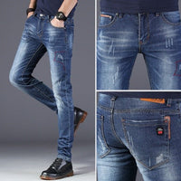 Thumbnail for Stay warm and stylish with our Slim Fit Plus Velvet Thickened Business Stretch Jeans. - InspiredGrabs.com