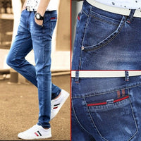 Thumbnail for Stay warm and stylish with our Slim Fit Plus Velvet Thickened Business Stretch Jeans. - InspiredGrabs.com