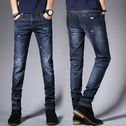 Stay warm and stylish with our Slim Fit Plus Velvet Thickened Business Stretch Jeans. - InspiredGrabs.com