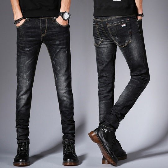 Stay warm and stylish with our Slim Fit Plus Velvet Thickened Business Stretch Jeans. - InspiredGrabs.com