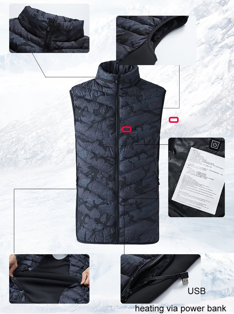 Stay warm and stylish with the LoClimb Men's Camouflage Heated Vest. - InspiredGrabs.com