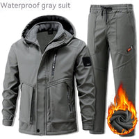 Thumbnail for Stay warm in style with our Men's Cold-proof Warm With Velvet Thick Work Clothes Suit. - InspiredGrabs.com