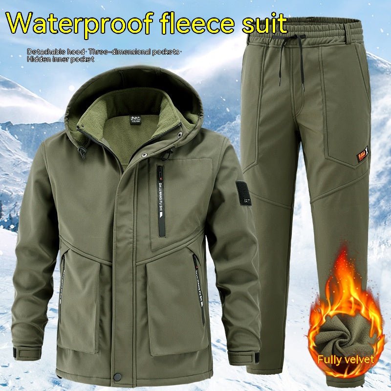 Stay warm in style with our Men's Cold-proof Warm With Velvet Thick Work Clothes Suit. - InspiredGrabs.com